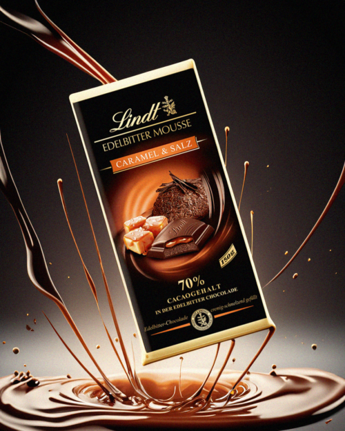 Lindt Edelbitter Mousse “Caramel & Salz” Chocolate Bar 150g - Image 2