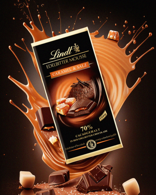 Lindt Edelbitter Mousse “Caramel & Salz” Chocolate Bar 150g