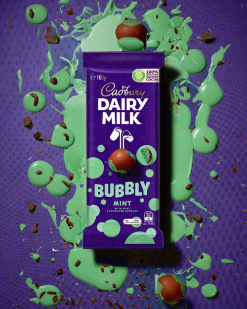 Cadbury Dairy Milk Bubbly Mint Milk Chocolate Bar 160g