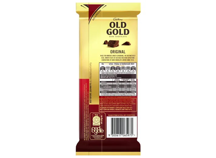 Cadbury Old Gold Dark Chocolate Original 180g - Image 3