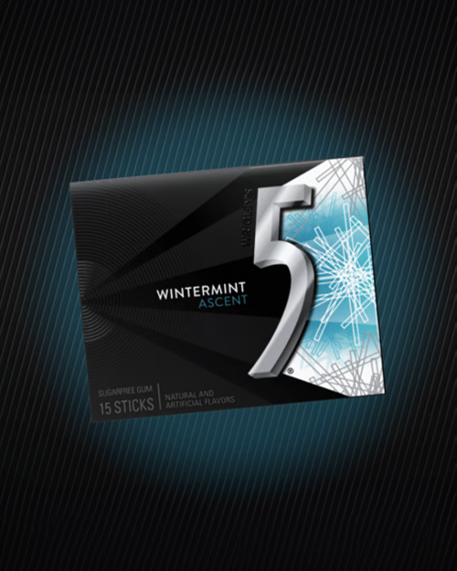 5 Gum Wintermint Ascent Sugarfree Chewing Gum - 15-Stick Pack