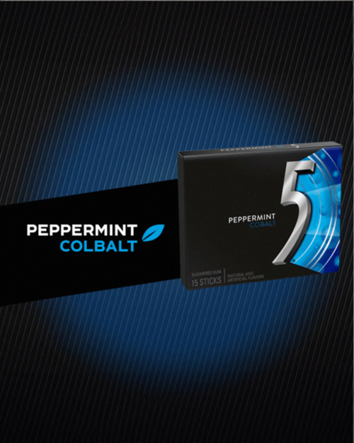 5 Gum Peppermint Cobalt Sugarfree Chewing Gum - 15-Stick Pack - Image 3