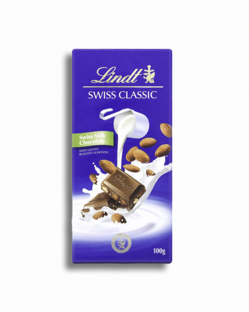 Lindt Swiss Milk Chocolate with Roasted Almonds, 100g